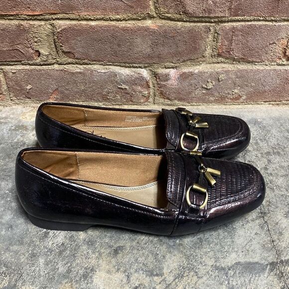 LifeStride Embers Brown Patent Croco Slip-on Loafers Size 9 - Picture 2 of 10